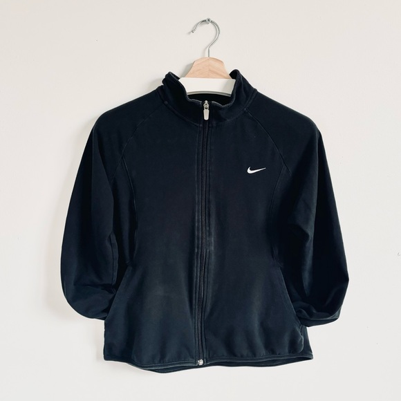 Nike Sweaters - Nike Athletic Fitted Zip Up Long Sleeve Black Top